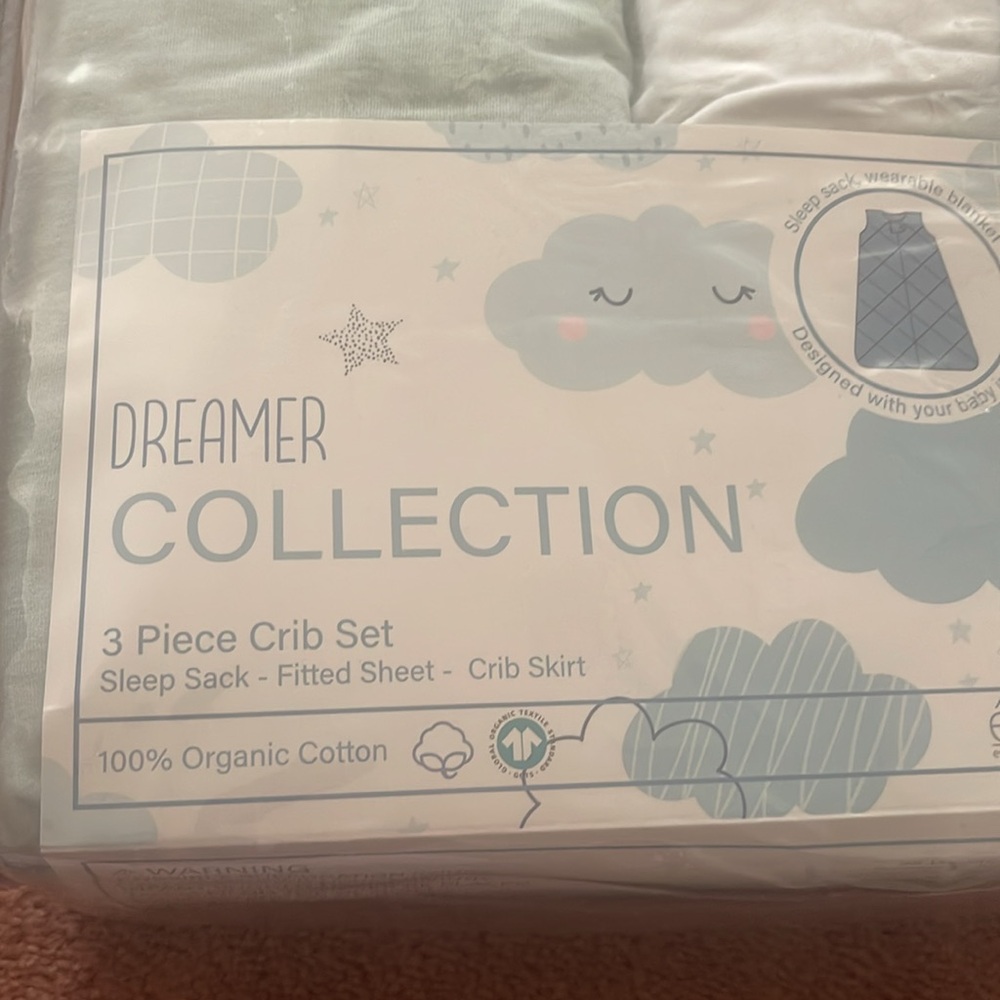 Dreamer collection (3) piece crib set 100% organic cotton